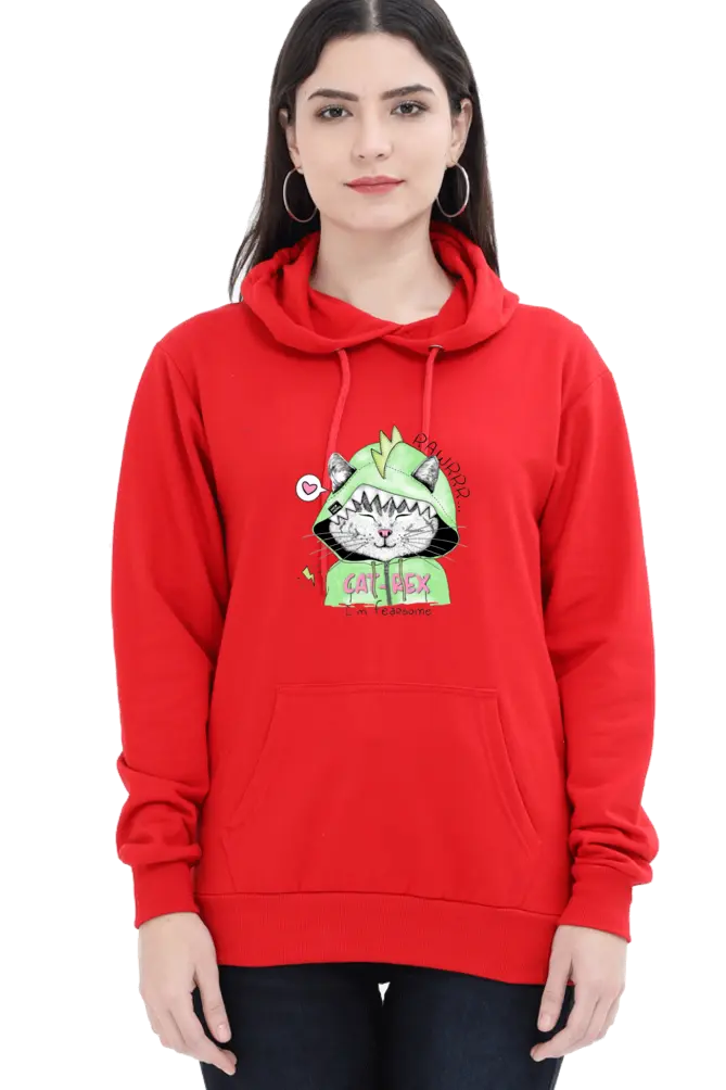 girls sweatshirt Cat rex (S, red)