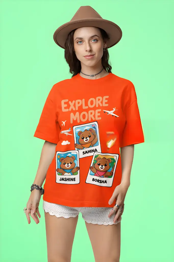 explore me  GIRL OVERsized t shirt (S, red)